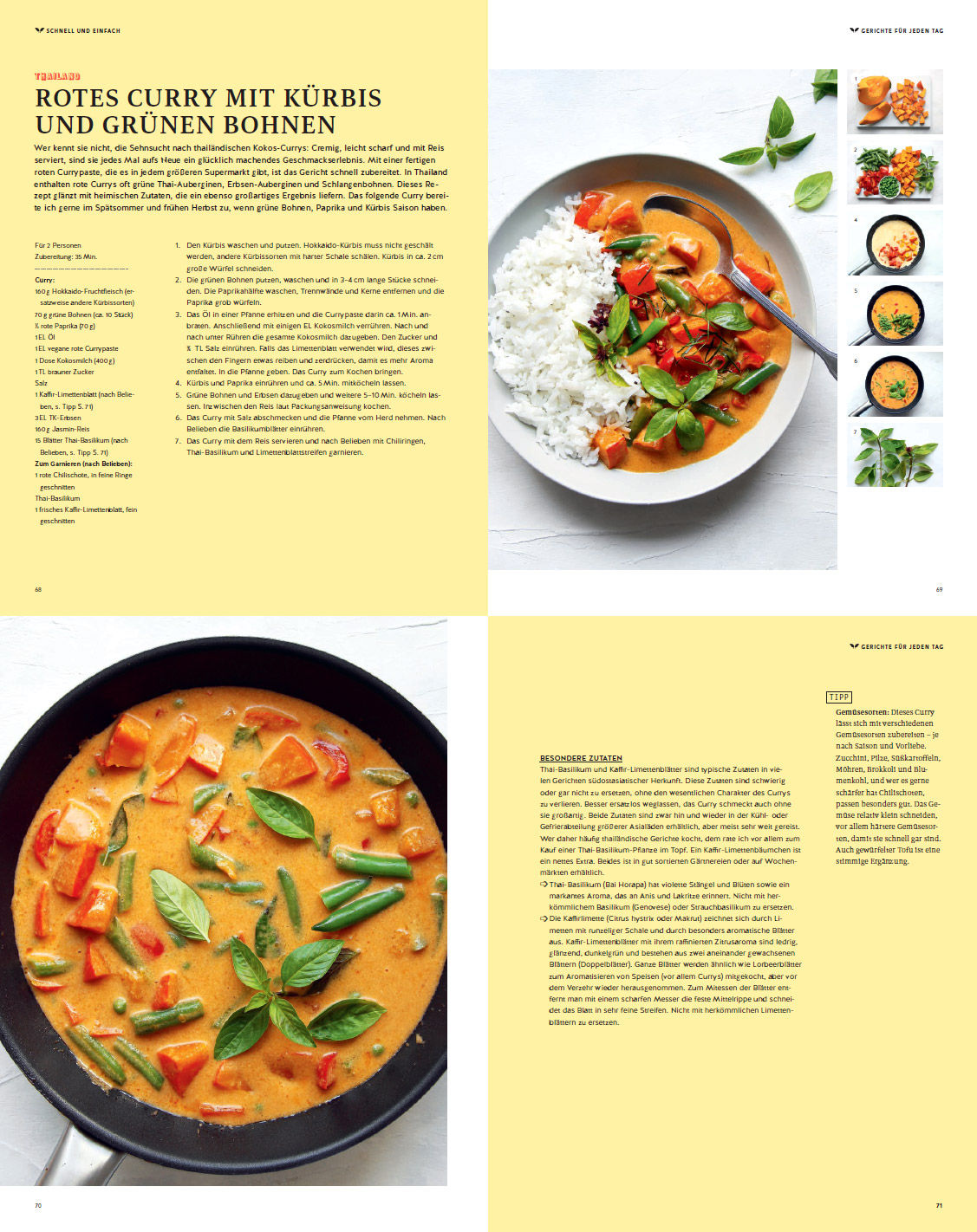 Rotes Curry Kochbuchseiten