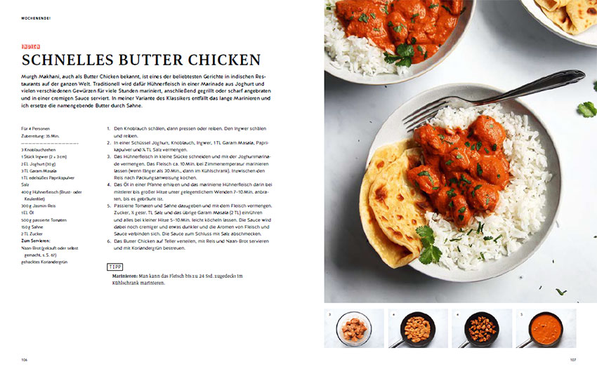 Kochbuchseite Butter Chicken