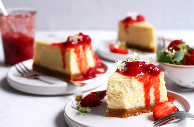 Original New York Cheesecake Rezept mit Erdbeeren