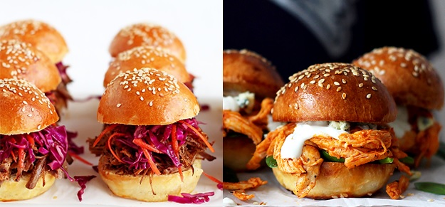 Pulled Pork Sliders and Pulled Chicken Sliders