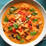 Cremiger Erdnuss-Eintopf mit Süßkartoffeln (vegan)