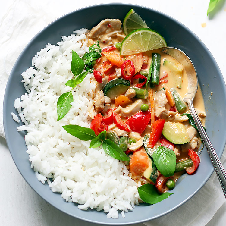 Rezept rotes Curry mit Huhn und Gemüse